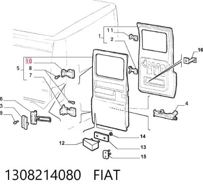 Bisagra de puerta trasera izquierda FIAT 1308214080