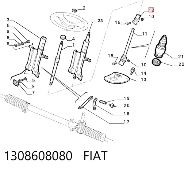 Eje inferior de la columna de dirección 1308608080 Fiat/Alfa/Lancia
