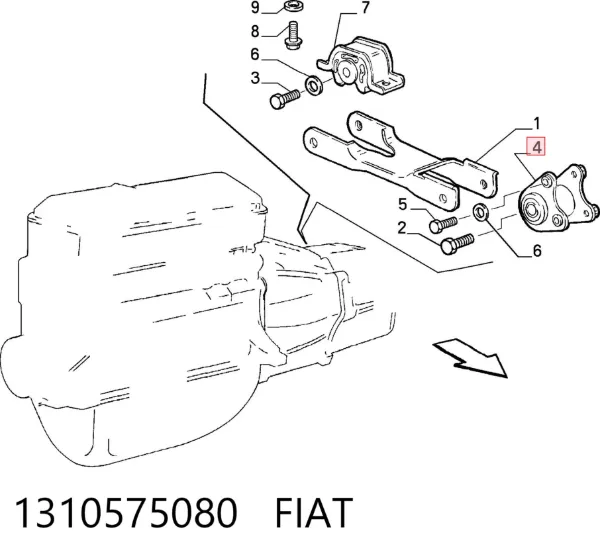 Soporte delantero izquierdo del motor 1310575080 Fiat/Alfa/Lancia