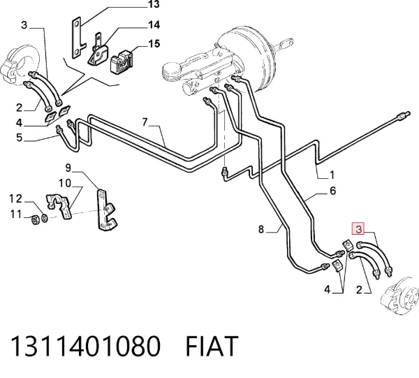 Latiguillos de freno delantero 1311401080 Fiat/Alfa/Lancia