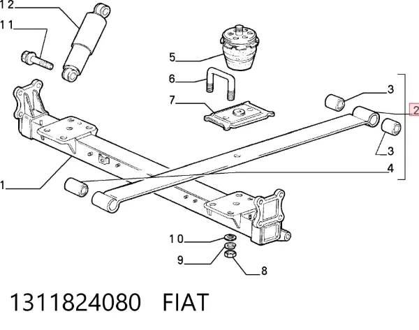 Ballesta de suspensión trasera 1311824080 Fiat/Alfa/Lancia