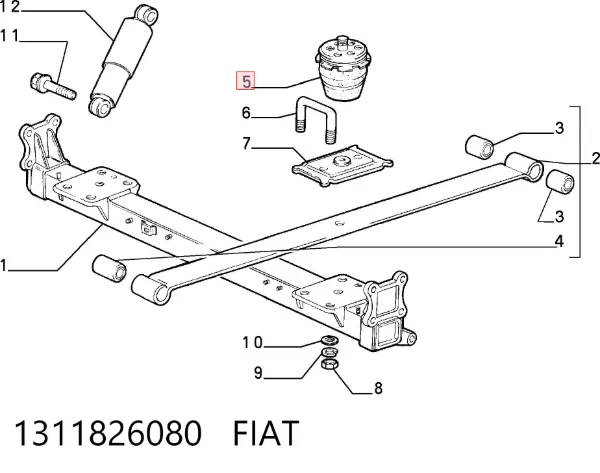 Tope de ballesta trasera 1311826080 Fiat/Alfa/Lancia