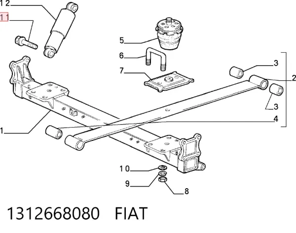 Perno del soporte del motor 1312668080 Fiat/Alfa/Lancia