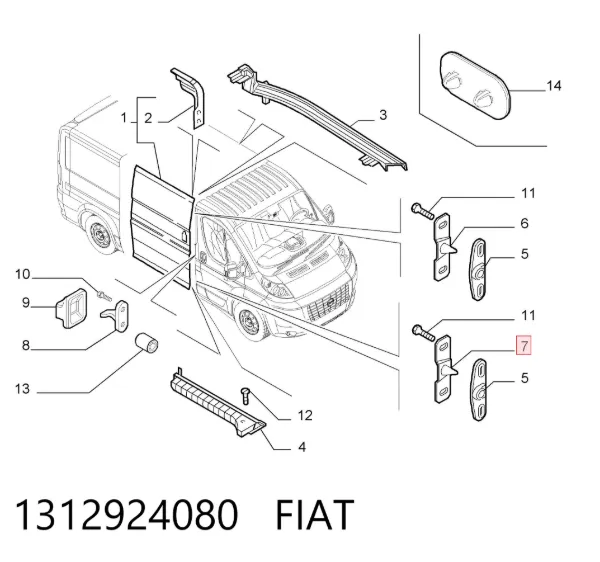 Tope de puerta corrediza, en la puerta 1312924080 Fiat/Alfa/Lancia