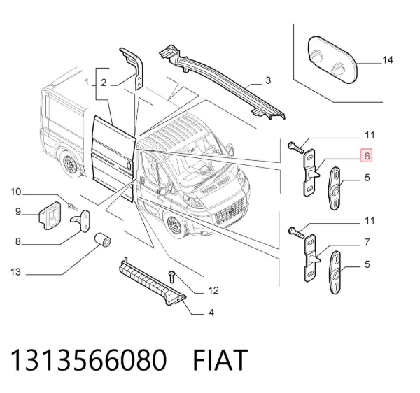 Tope superior de puerta corrediza 1313566080 Fiat/Alfa/Lancia