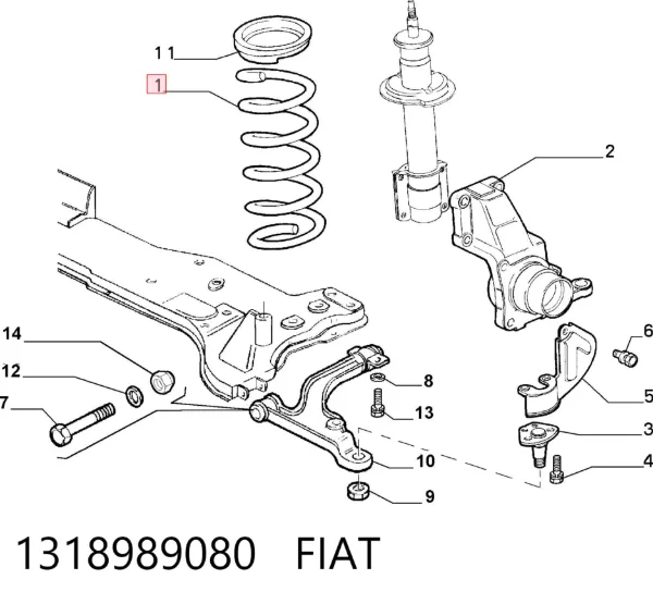 Muelle delantero 1318989080 Fiat/Alfa/Lancia
