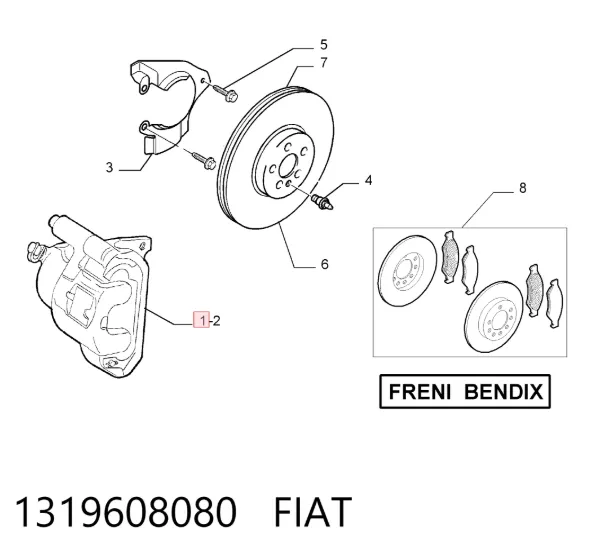 Pinza de freno delantera derecha 1319608080 Fiat/Alfa/Lancia
