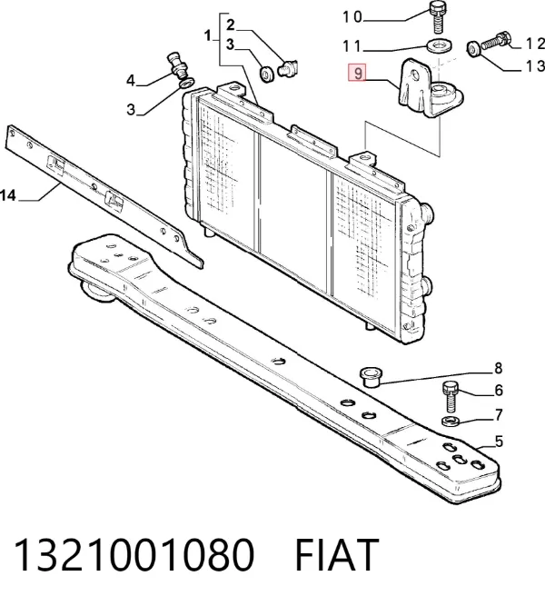 Soporte superior del radiador 1321001080 Fiat/Alfa/Lancia