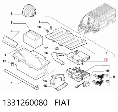 Tapa de la batería FIAT 1331260080