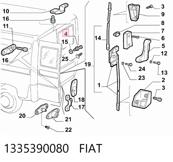 Pasador de bisagra de puerta 1335390080 Fiat/Alfa/Lancia