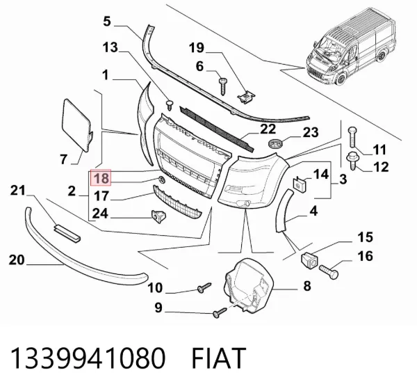 Soporte del emblema de la parrilla del radiador 1339941080 Fiat/Alfa/Lancia