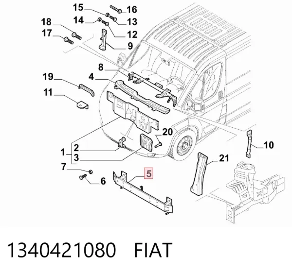Refuerzo parachoque delantero 1340421080 Fiat/Alfa/Lancia