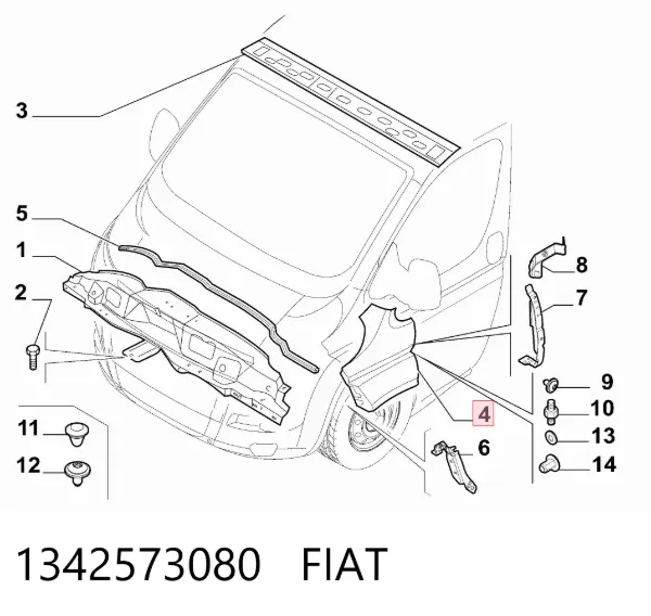 Aleta 1342573080 Fiat/Alfa/Lancia