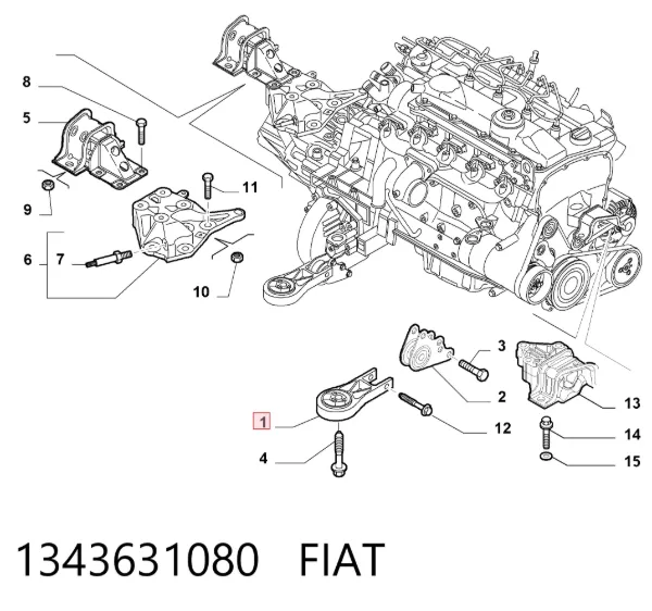 Soporte de motor delantero 1343631080 Fiat/Alfa/Lancia