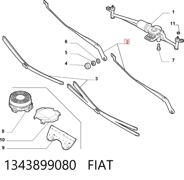Brazo del limpiaparabrisas 1343899080 Fiat/Alfa/Lancia