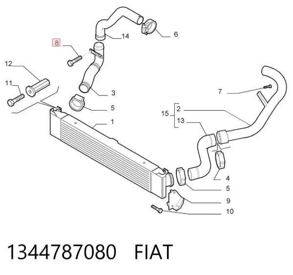 Tubo intercooler 1344787080 Fiat/Alfa/Lancia