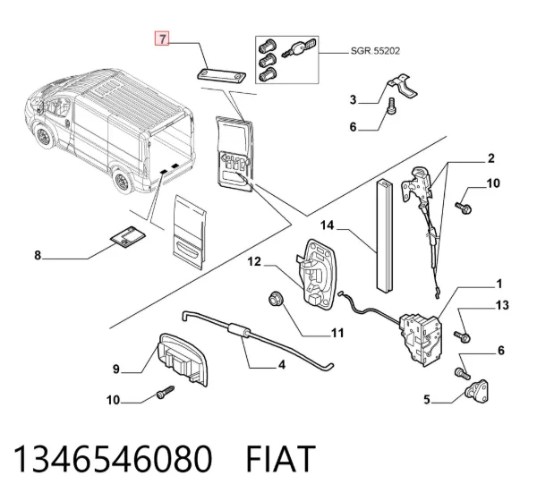Tope de puerta 1346546080 Fiat/Alfa/Lancia