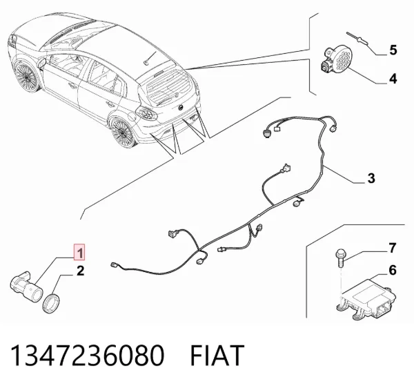 Sensor de aparcamiento trasero 1347236080 Fiat/Alfa/Lancia