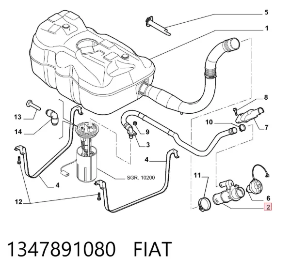 Boca de llenado del depósito de combustible 1347891080 Fiat/Alfa/Lancia