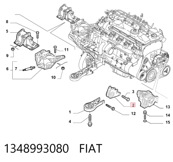 Soporte de motor trasero 1348993080 Fiat/Alfa/Lancia