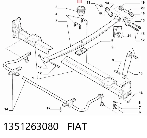 Buje de la bisagra del resorte de láminas 1351263080 Fiat/Alfa/Lancia