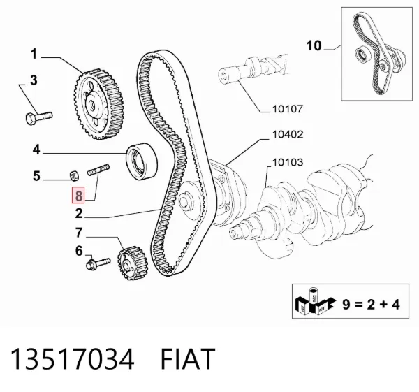 Espárrago del colector de escape 13517034 Fiat/Alfa/Lancia