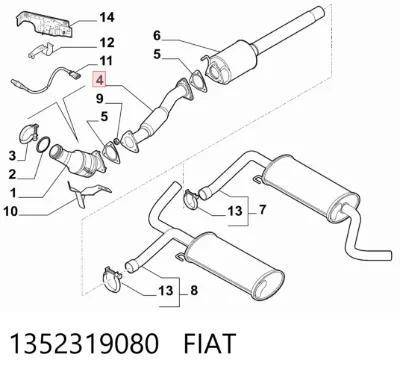 Tubo intermedio de escape FIAT 1352319080