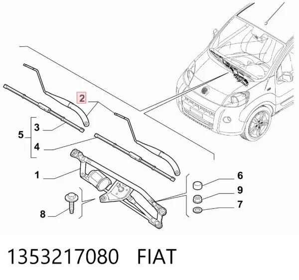 Brazo del limpiaparabrisas Fiat Fiorino Qubo