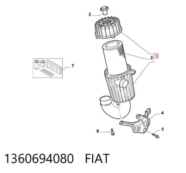 Caja del filtro de aire 1360694080 Fiat/Alfa/Lancia
