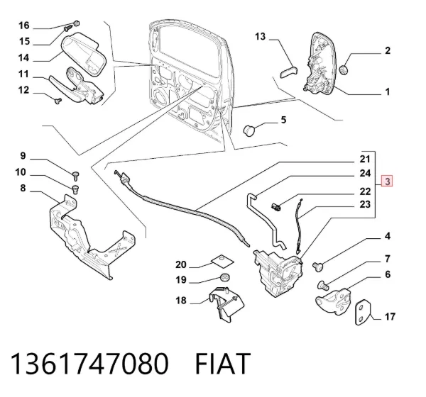 Cerradura de puerta delantera derecha 1361747080 Fiat/Alfa/Lancia