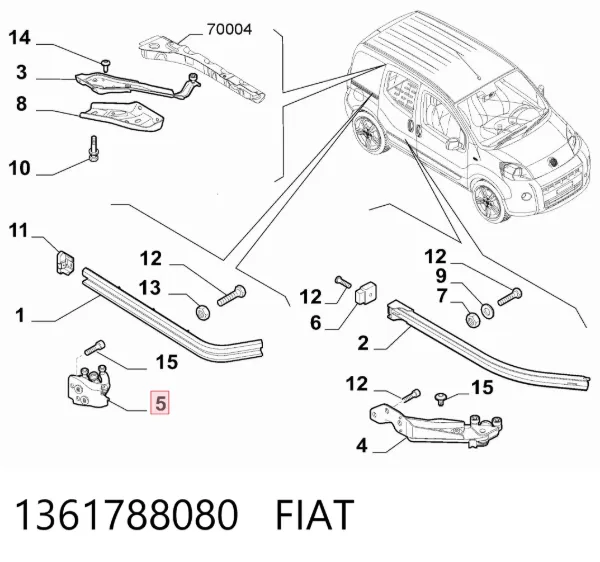 Rodillo central derecho de puerta corrediza 1361788080 Fiat/Alfa/Lancia