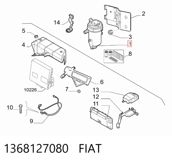 Caja del filtro de combustible 1368127080 Fiat/Alfa/Lancia
