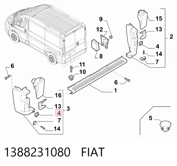 Reflector de parachoques trasero 1388231080 Fiat/Alfa/Lancia
