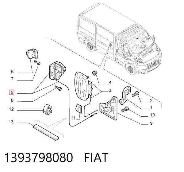 Cerradura de puerta lateral corrediza derecha 1393798080 Fiat/Alfa/Lancia
