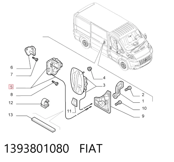 Cerradura de puerta lateral corrediza derecha 1393801080 Fiat/Alfa/Lancia