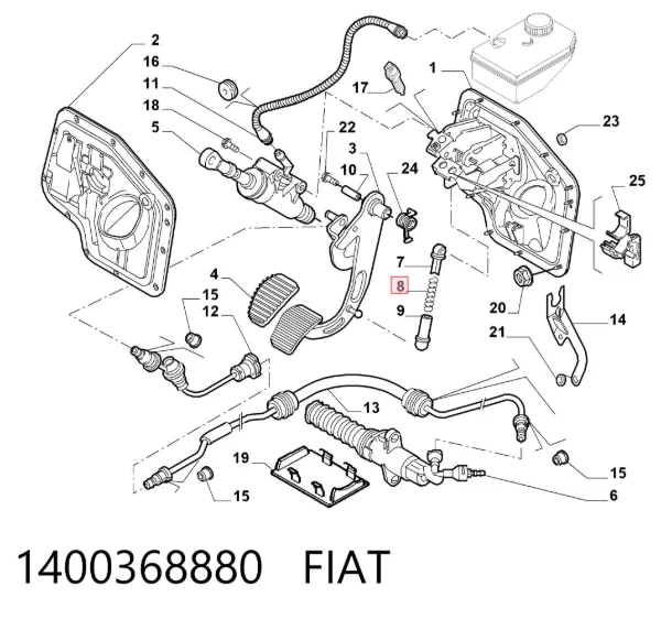 Resorte del pedal de embrague 1400368880 Fiat/Alfa/Lancia