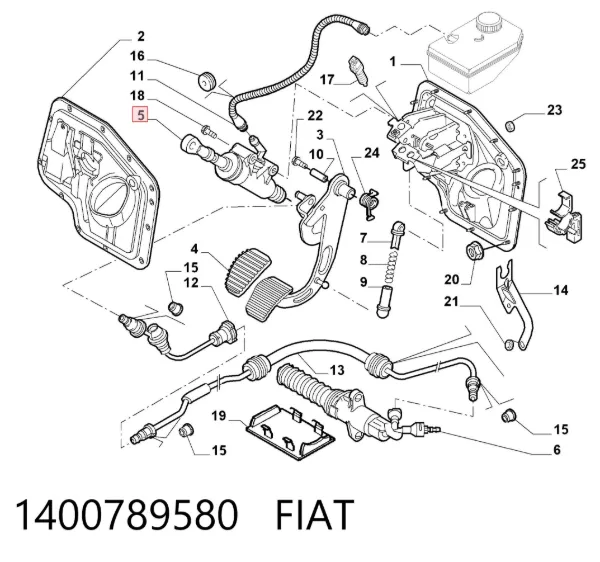 Cilindro maestro de embrague 1400789580 Fiat/Alfa/Lancia