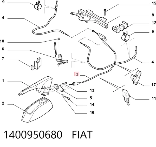 Cable de freno de estacionamiento delantero 1400950680 Fiat/Alfa/Lancia