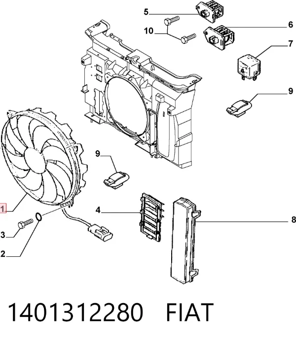 Ventilador eléctrico de refrigeración completo izquierdo (motor y hélice) 1401312280 Fiat/Alfa/Lancia
