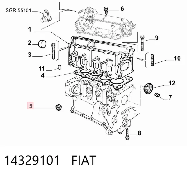 Tapa culata 14329101 Fiat/Alfa/Lancia