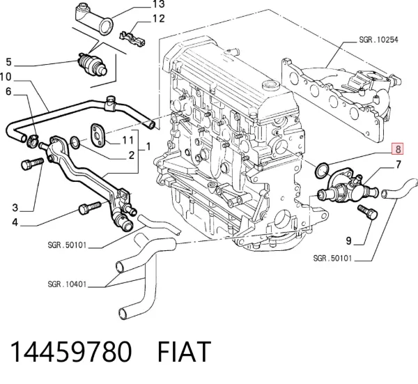 Junta de termostato 14459780 Fiat/Alfa/Lancia