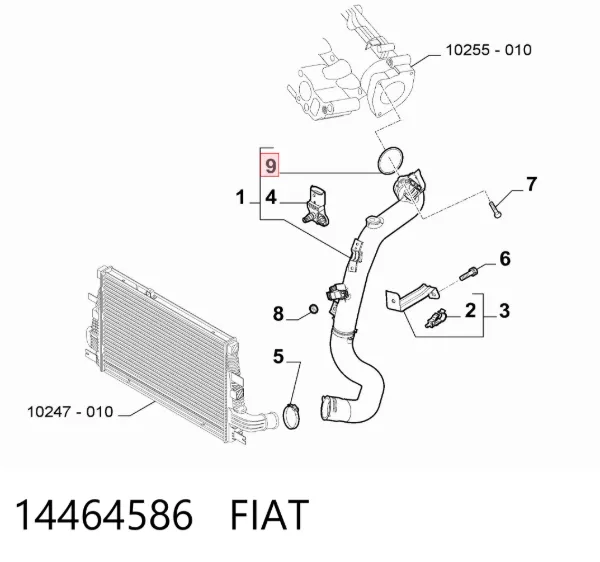 Junta tórica del tubo del intercooler 14464586 Fiat/Alfa/Lancia