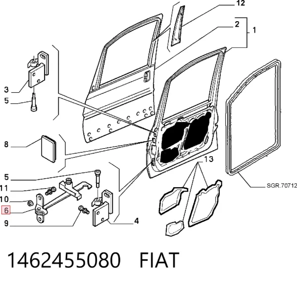 Limitador de apertura de puerta delantera 1462455080 Fiat/Alfa/Lancia