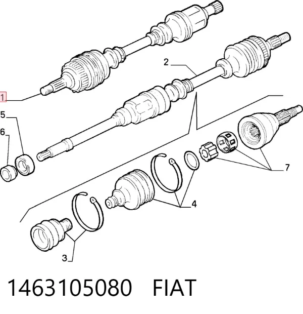 Semieje delantero izquierdo 1463105080 Fiat/Alfa/Lancia
