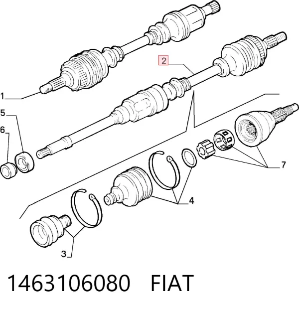 Semieje delantero derecho 1463106080 Fiat/Alfa/Lancia
