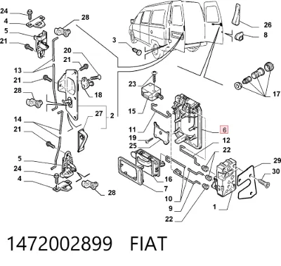 Manija exterior derecha de puerta trasera batiente FIAT 1472002899
