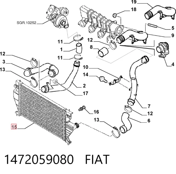 Intercooler 1472059080 Fiat/Alfa/Lancia
