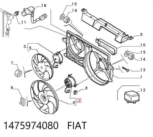 Ventilador eléctrico de refrigeración completo izquierdo (motor y hélice) 1475974080 Fiat/Alfa/Lancia