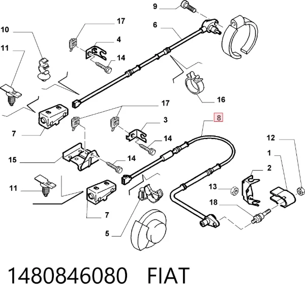 Sensor ABS 1480846080 Fiat/Alfa/Lancia