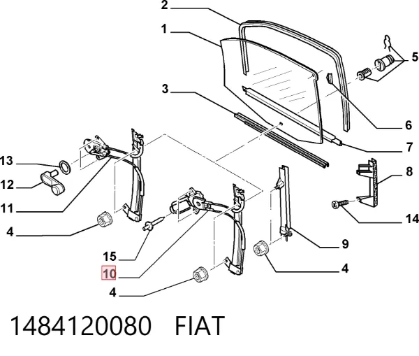 Mecanismo de elevalunas delantero izquierdo 1484120080 Fiat/Alfa/Lancia